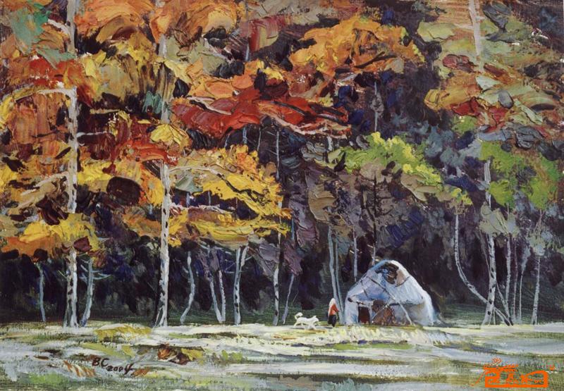 与森林生活在一起（布面油画）46×33cm